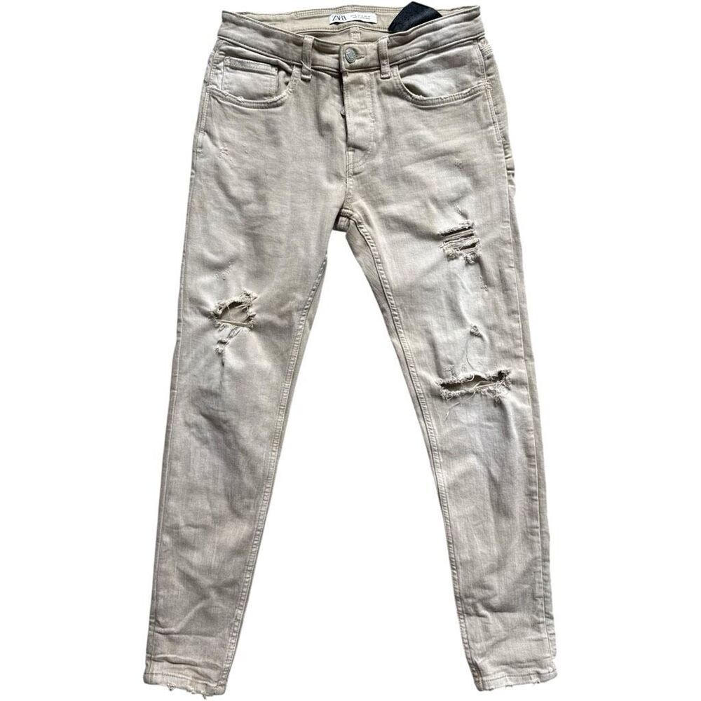 Womens Zara Khaki Rinse High Waisted Skinny Leg Jeans - Sz 30